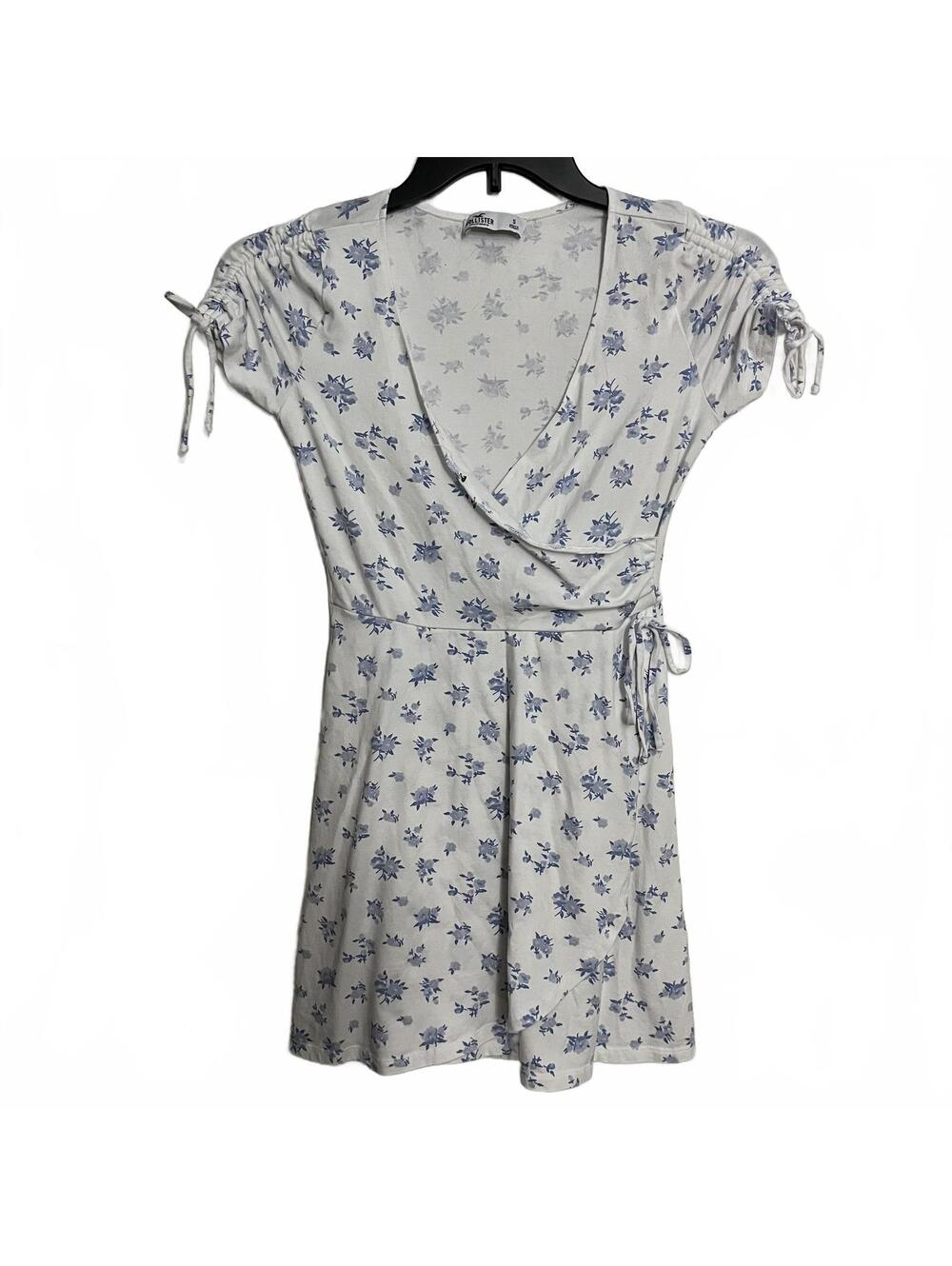 Hollister Blue Floral Wrap Mini Dress Women’s Size Small